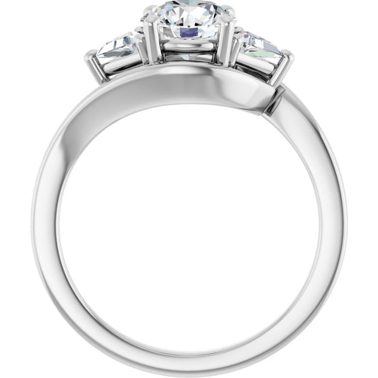 Round Three-Stone Bypass Engagement Ring Semi-Mount - gallery - Series 122672