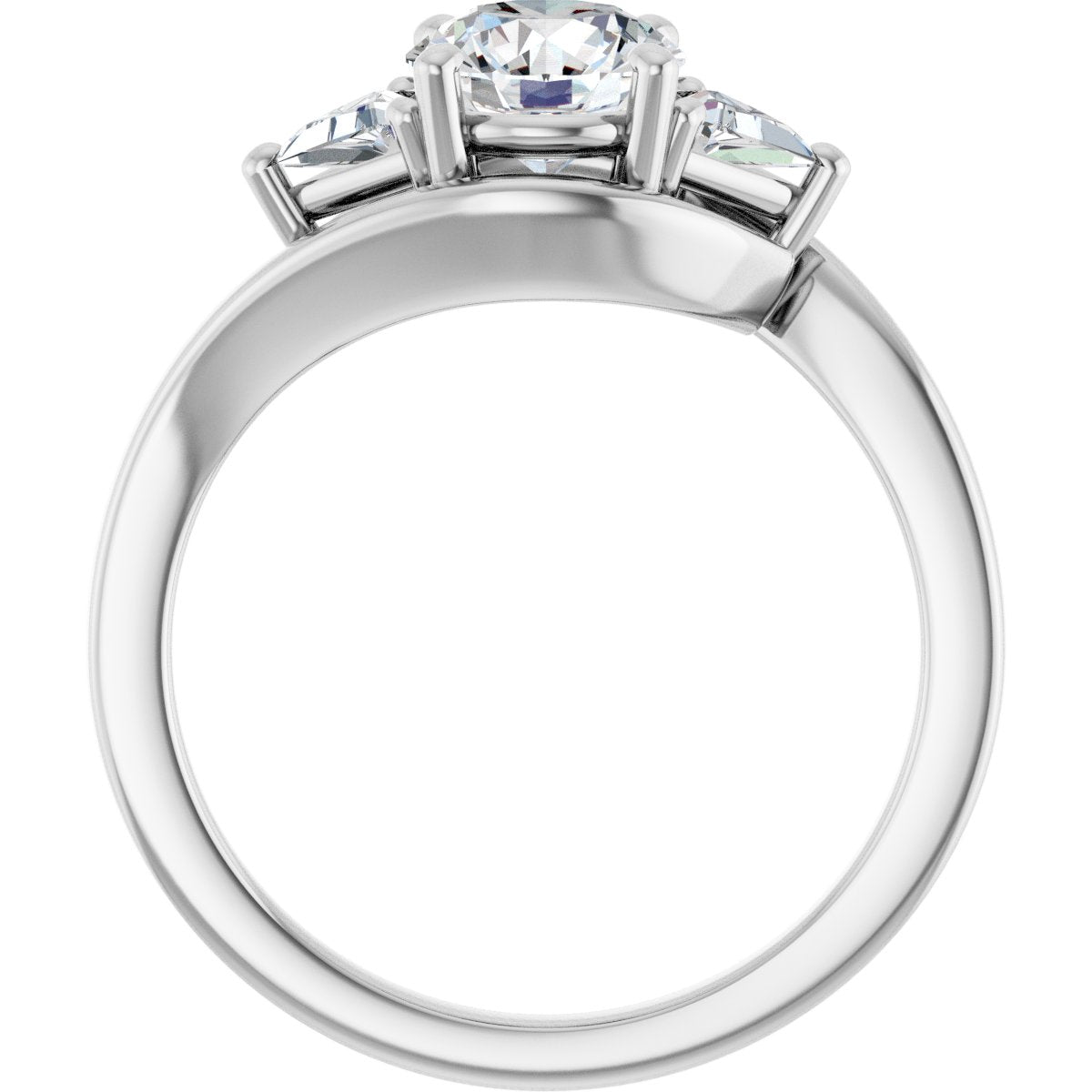 Round Three-Stone Bypass Engagement Ring Semi-Mount - gallery - Series 122672