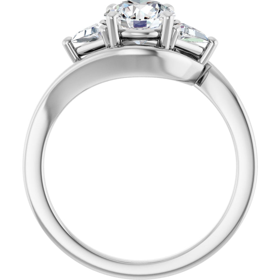 Round Three-Stone Bypass Engagement Ring Semi-Mount - gallery - Series 122672