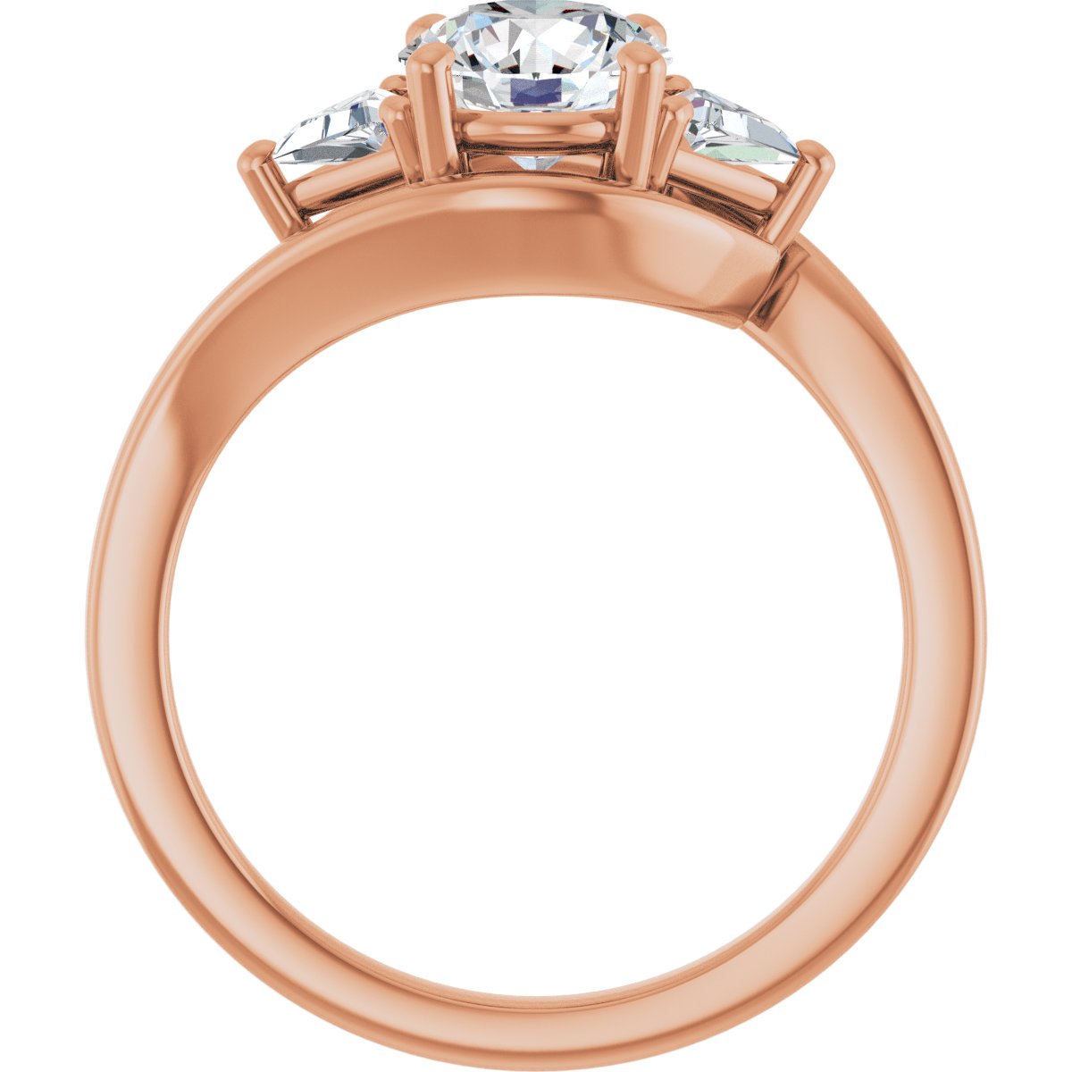 Round Three-Stone Bypass Engagement Ring Semi-Mount - gallery - Series 122672