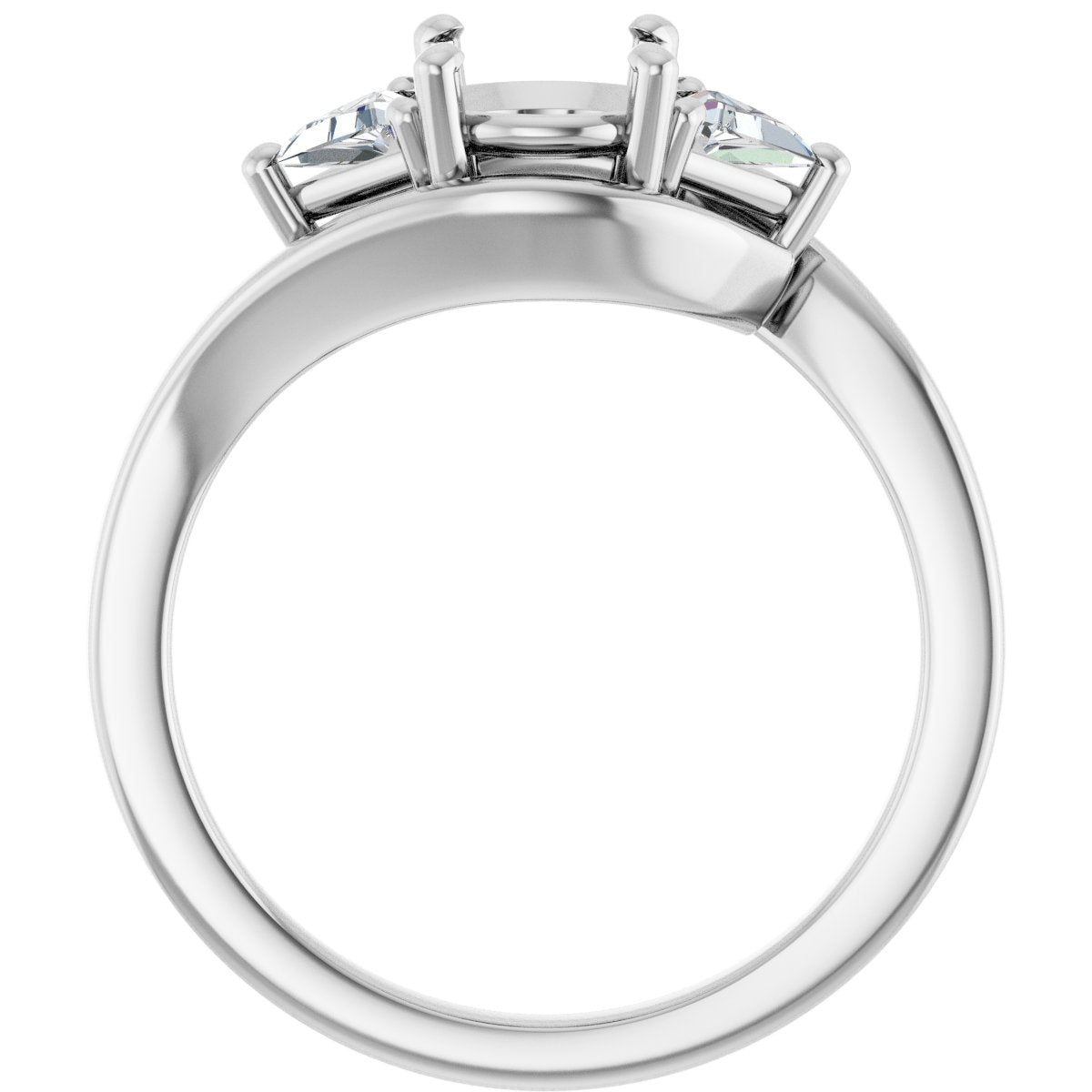 Round Three-Stone Bypass Engagement Ring Semi-Mount - gallery - Series 122672