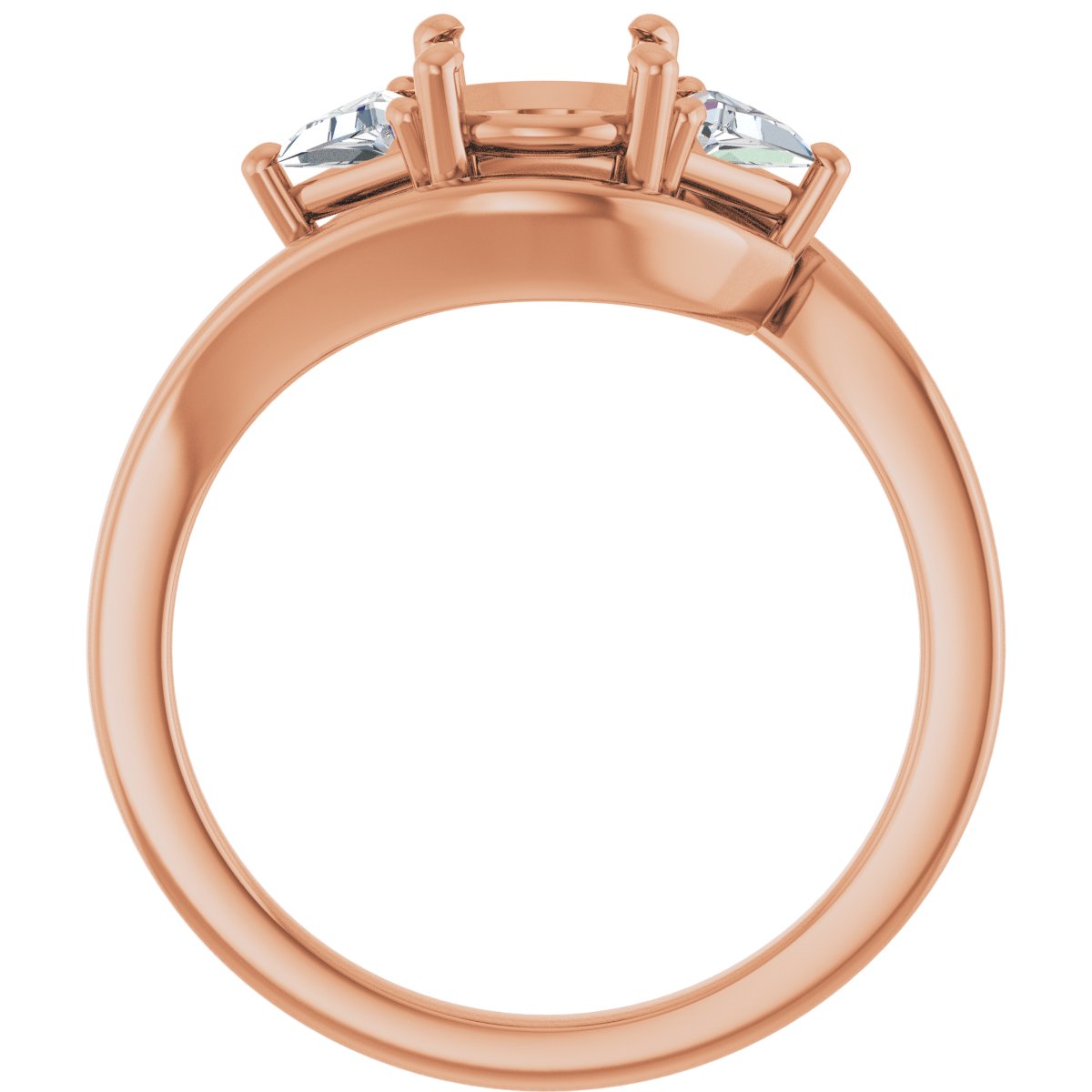Round Three-Stone Bypass Engagement Ring Semi-Mount - gallery - Series 122672