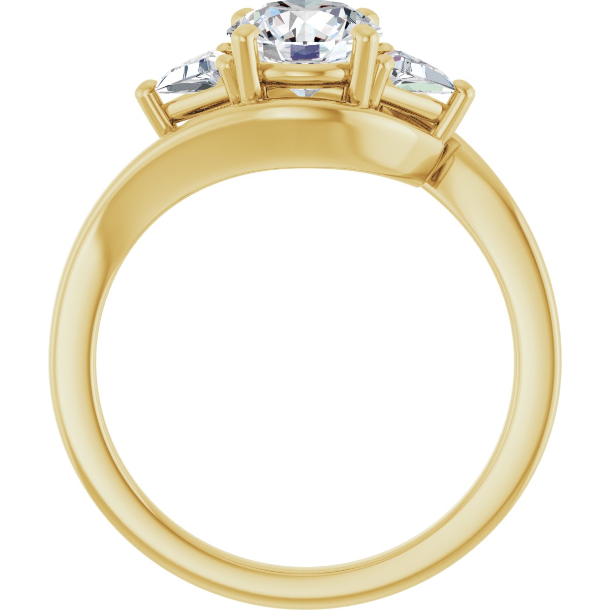 Round Three-Stone Bypass Engagement Ring Semi-Mount - gallery - Series 122672