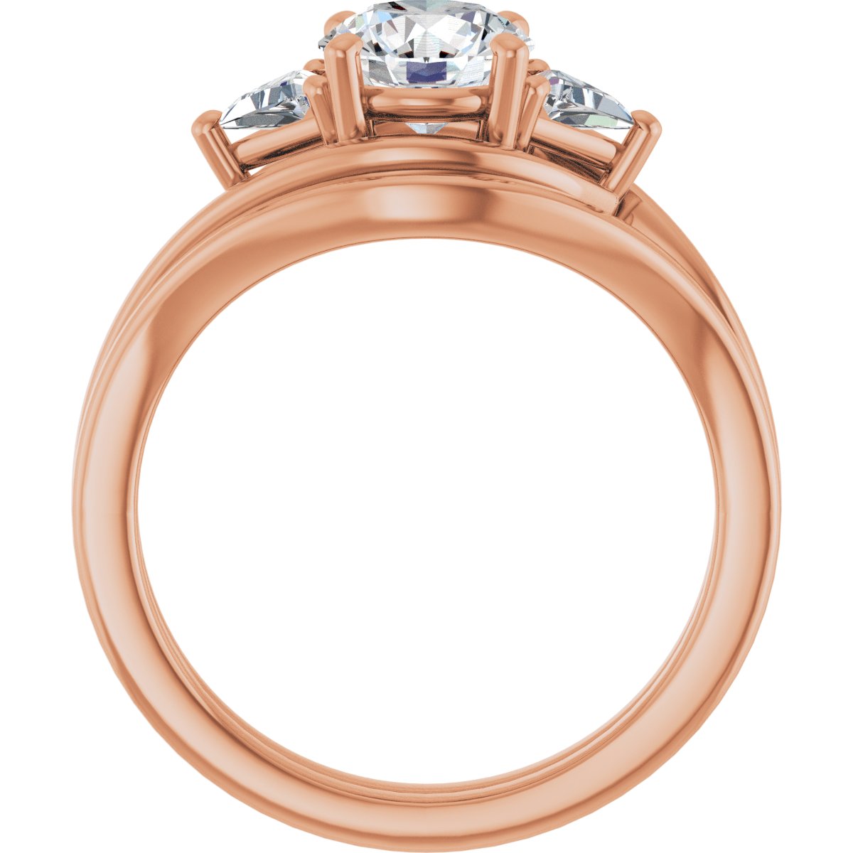 Round Three-Stone Bypass Engagement Ring Semi-Mount - gallery - Series 122672