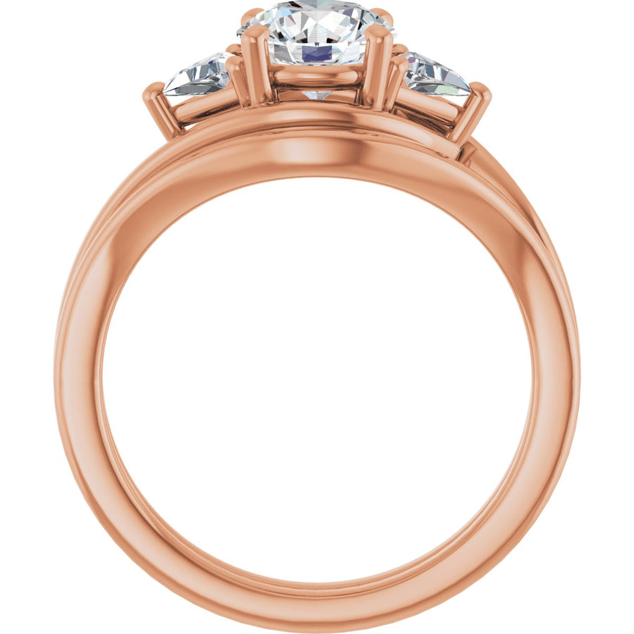 Round Three-Stone Bypass Engagement Ring Semi-Mount - gallery - Series 122672