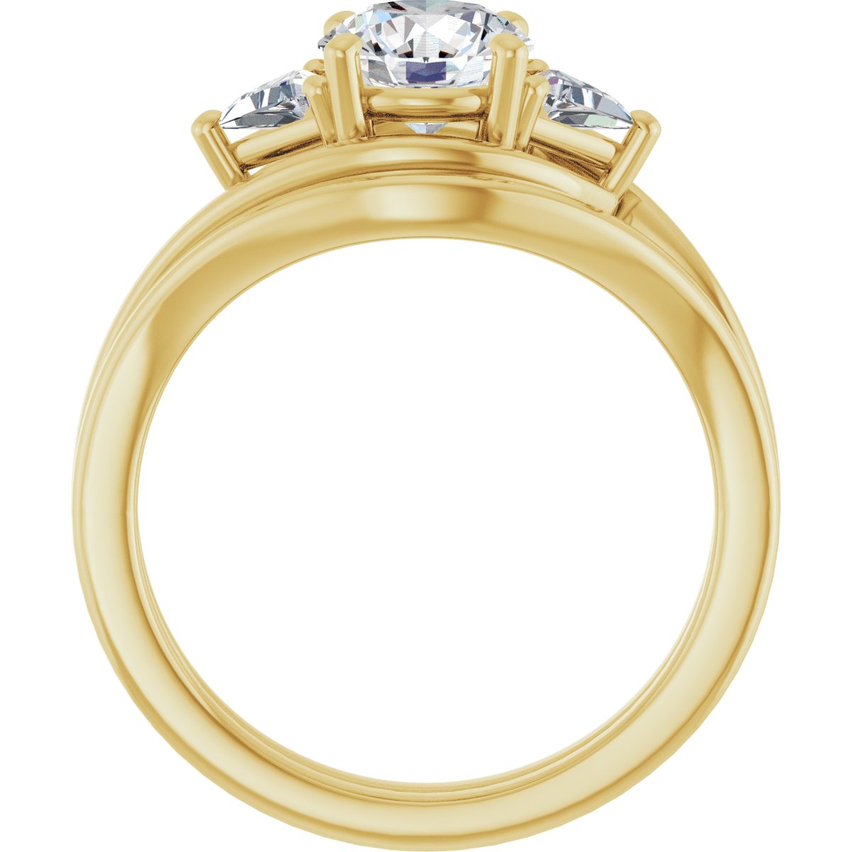Round Three-Stone Bypass Engagement Ring Semi-Mount - gallery - Series 122672