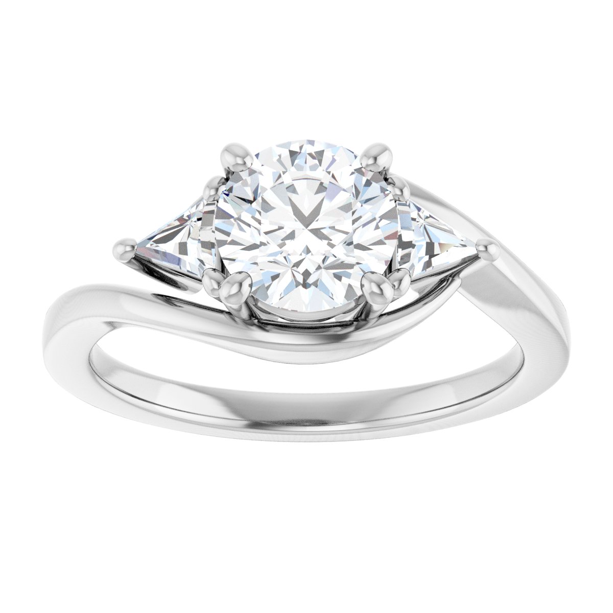 Round Three-Stone Bypass Engagement Ring Semi-Mount - gallery - Series 122672