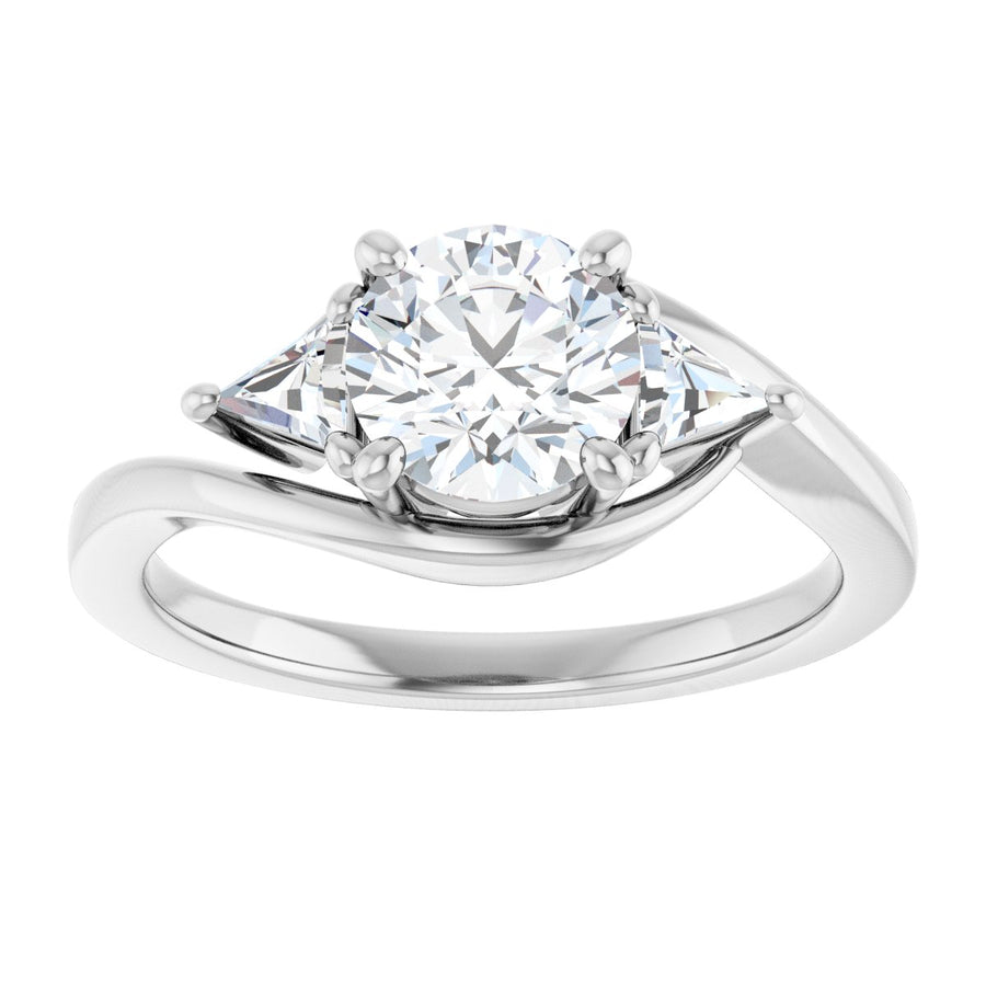 Round Three-Stone Bypass Engagement Ring Semi-Mount - gallery - Series 122672