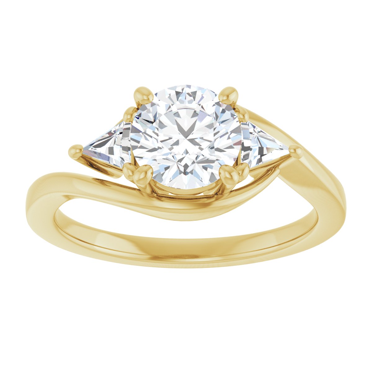 Round Three-Stone Bypass Engagement Ring Semi-Mount - gallery - Series 122672