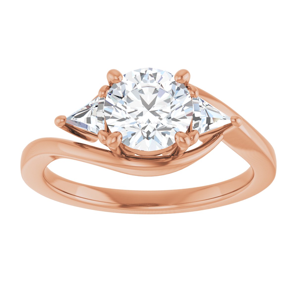 Round Three-Stone Bypass Engagement Ring Semi-Mount - gallery - Series 122672