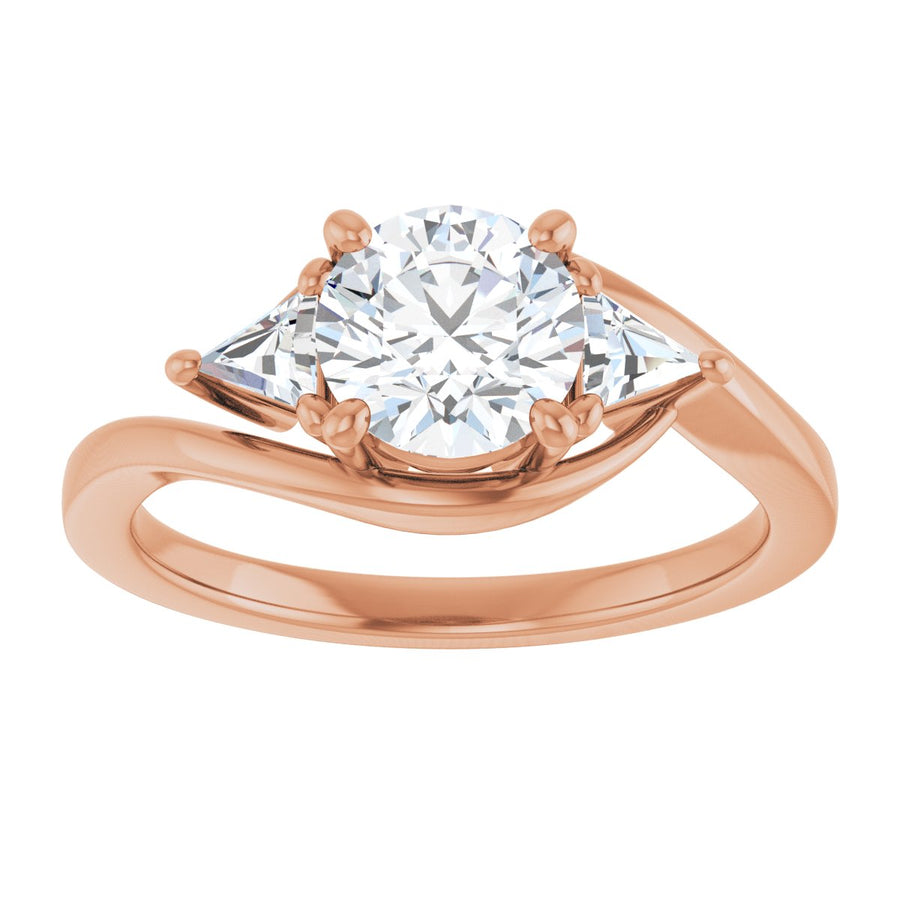 Round Three-Stone Bypass Engagement Ring Semi-Mount - gallery - Series 122672