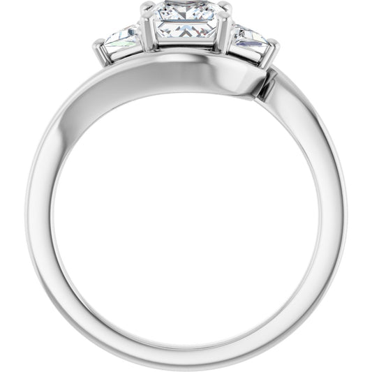 Square Three-Stone Bypass Engagement Ring Semi-Mount - gallery - Series 122672