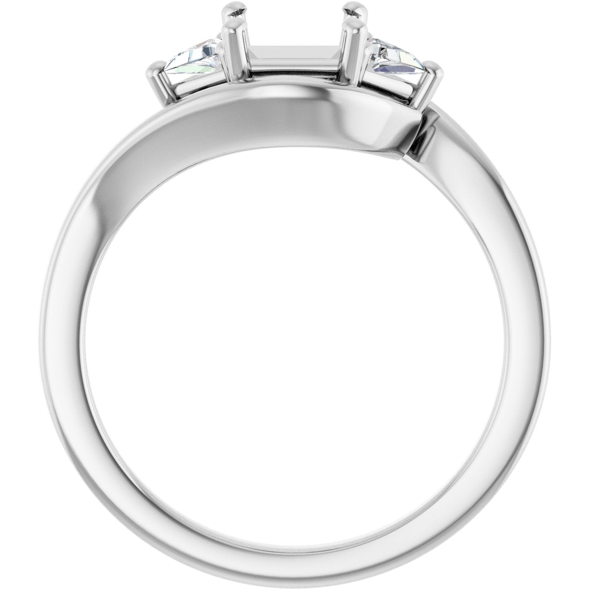Square Three-Stone Bypass Engagement Ring Semi-Mount - gallery - Series 122672