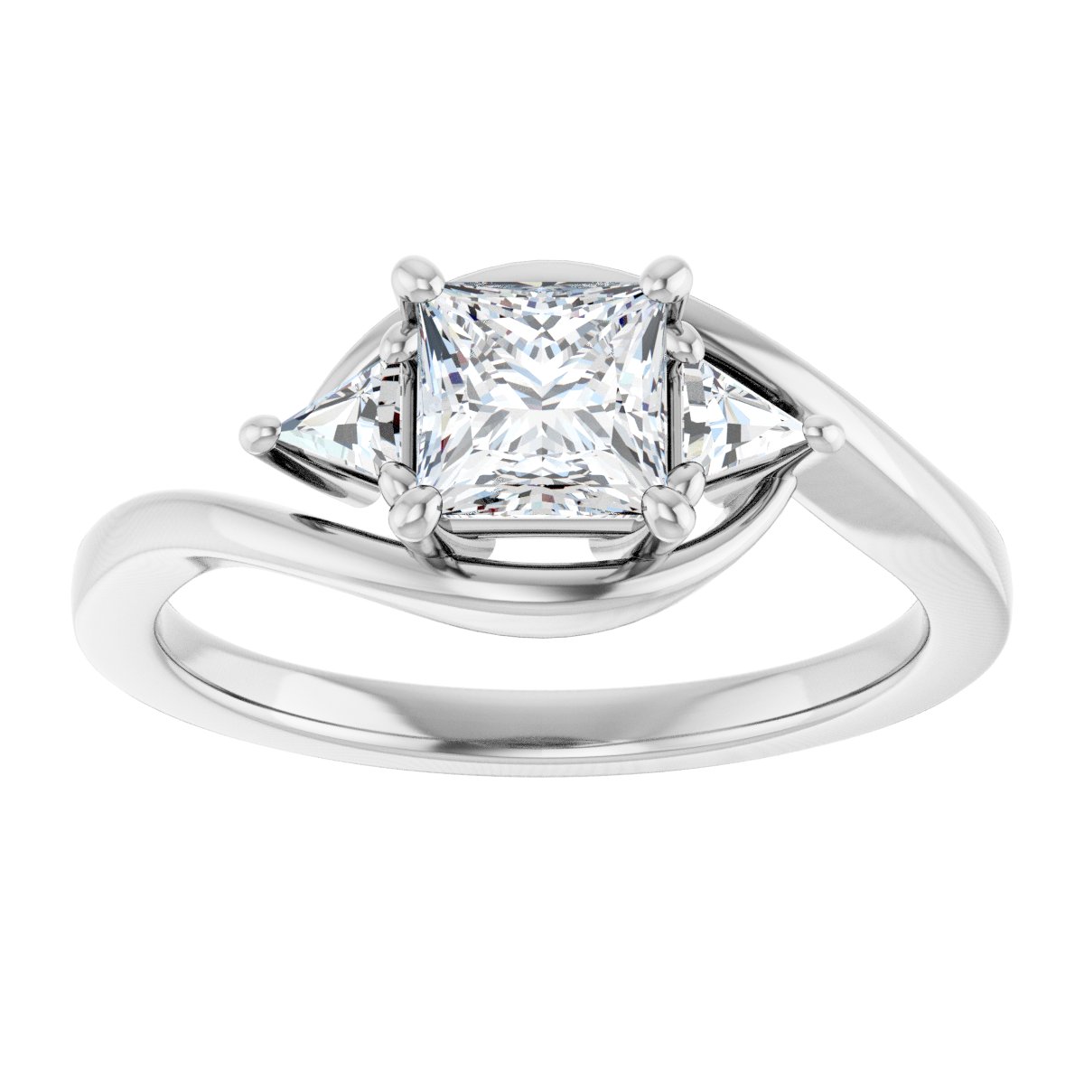 Square Three-Stone Bypass Engagement Ring Semi-Mount - gallery - Series 122672