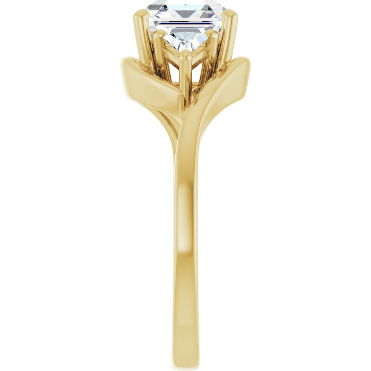 Asscher Three-Stone Bypass Engagement Ring Semi-Mount - gallery - Series 122672
