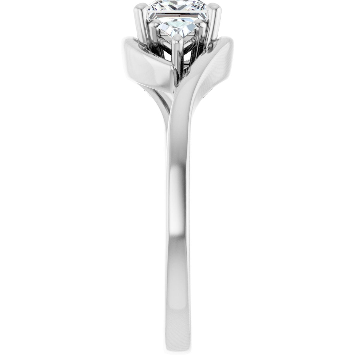 Square Three-Stone Bypass Engagement Ring Semi-Mount - gallery - Series 122672