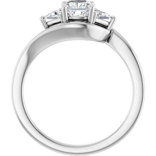Cushion Three-Stone Bypass Engagement Ring Semi-Mount - gallery - Series 122672