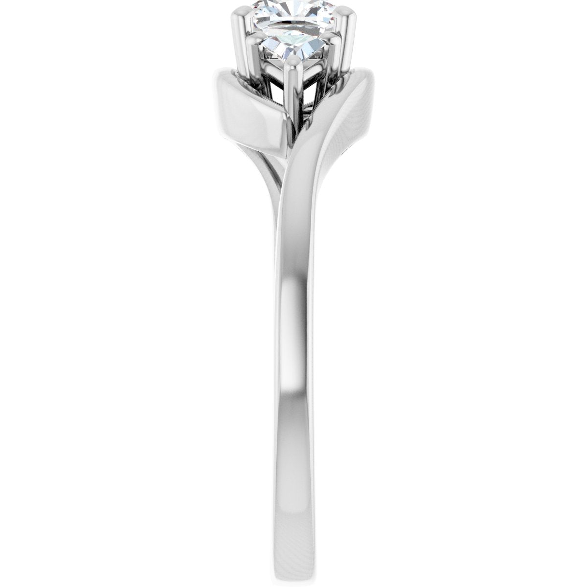 Cushion Three-Stone Bypass Engagement Ring Semi-Mount - gallery - Series 122672