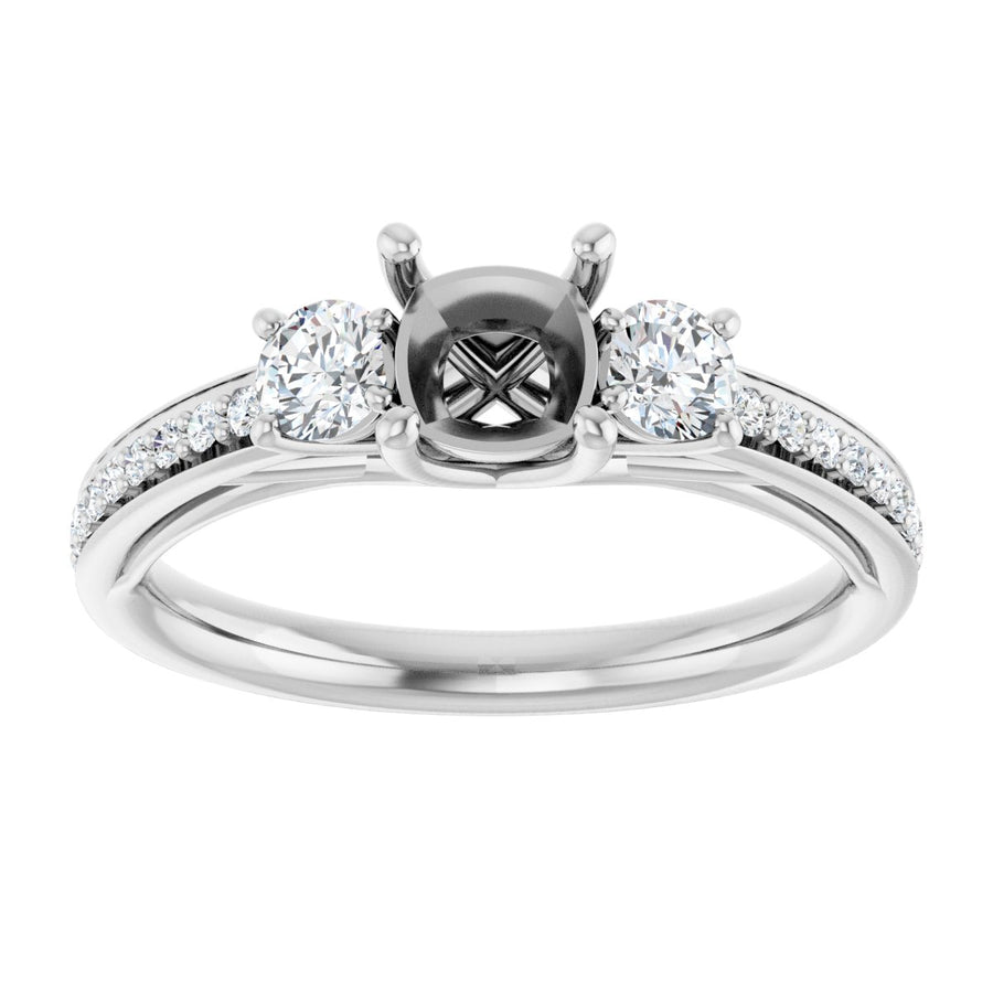 Cushion Three-Stone Engagement Ring Semi-Mount - gallery - Series 122000