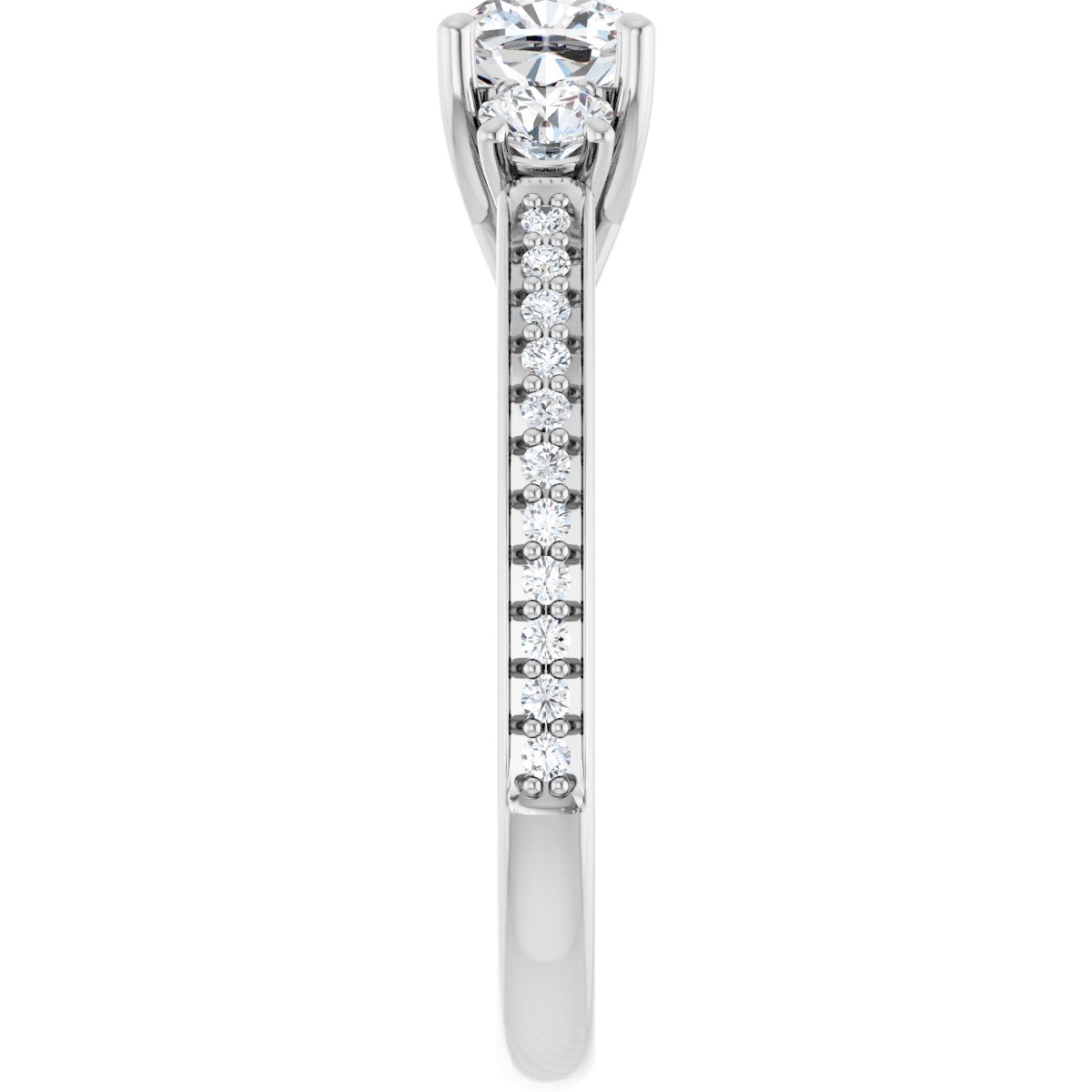 Cushion Three-Stone Engagement Ring Semi-Mount - gallery - Series 122000