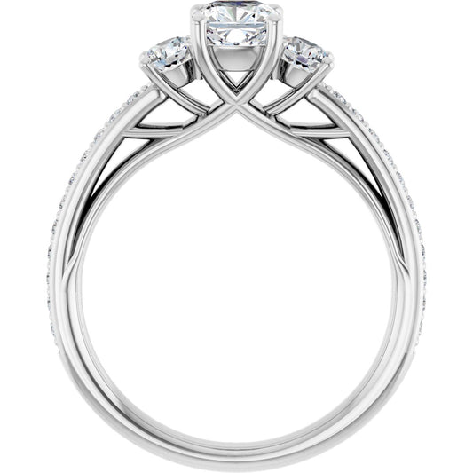 Cushion Three-Stone Engagement Ring Semi-Mount - gallery - Series 122000