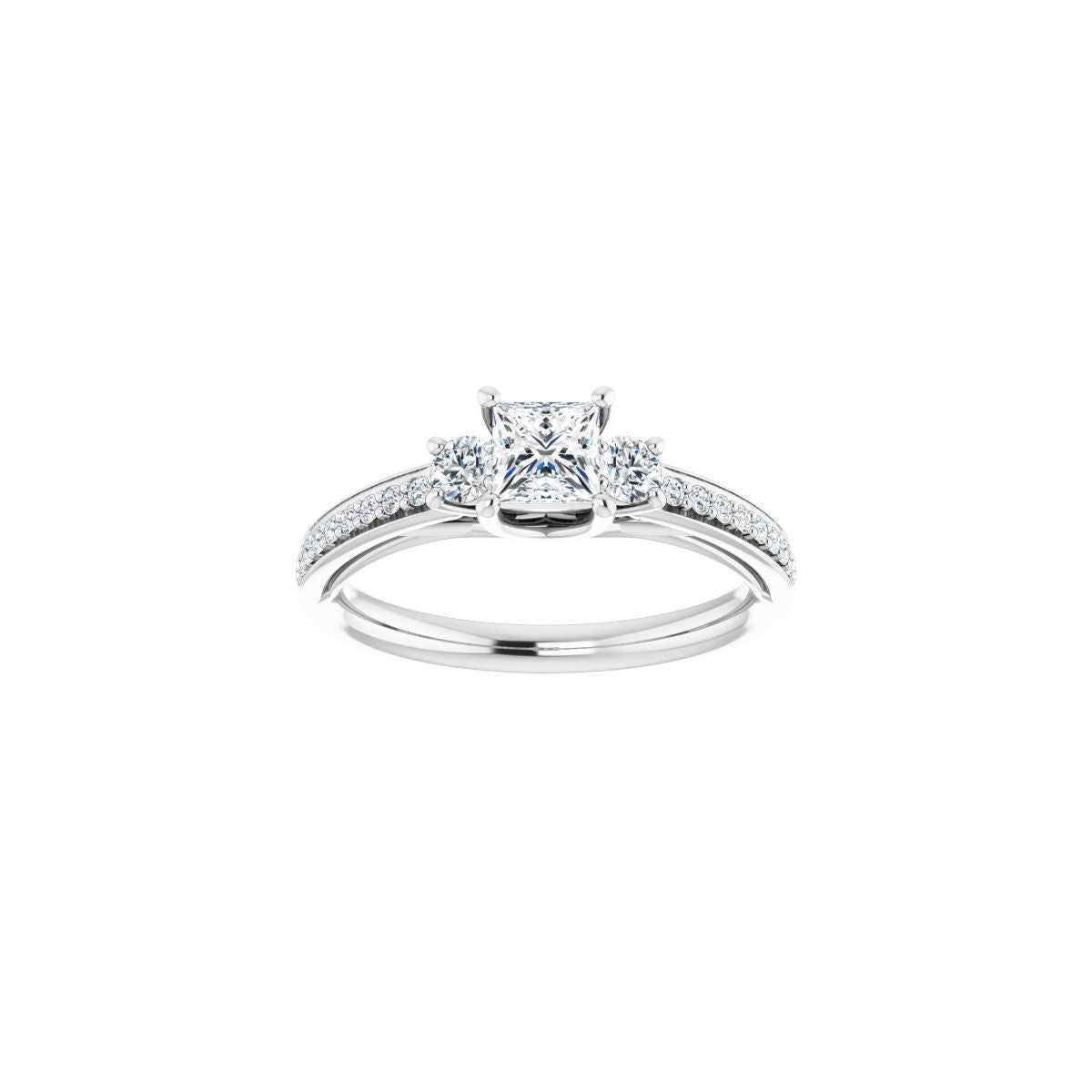 Square Three-Stone Engagement Ring Semi-Mount - gallery - Series 122000