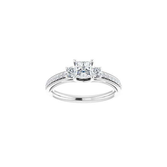 Square Three-Stone Engagement Ring Semi-Mount - gallery - Series 122000