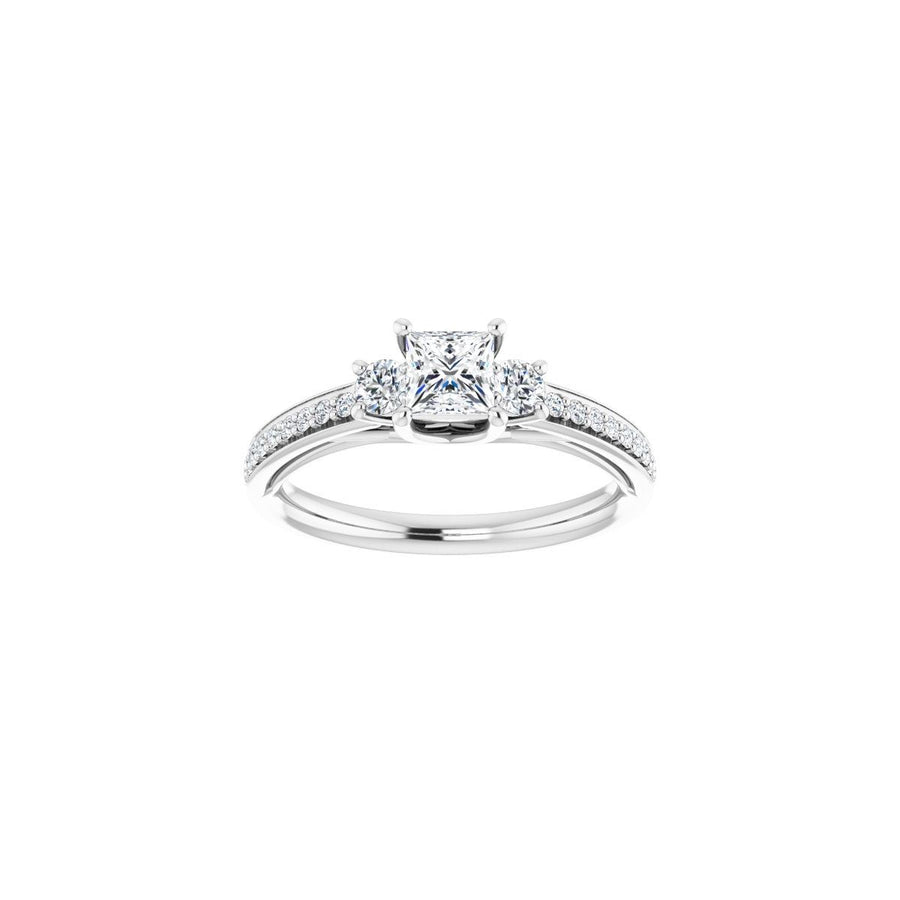 Square Three-Stone Engagement Ring Semi-Mount - gallery - Series 122000