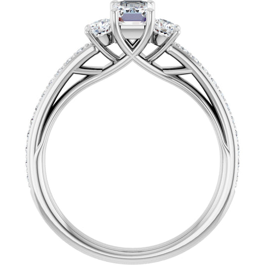 Emerald Three-Stone Engagement Ring Semi-Mount - gallery - Series 122000