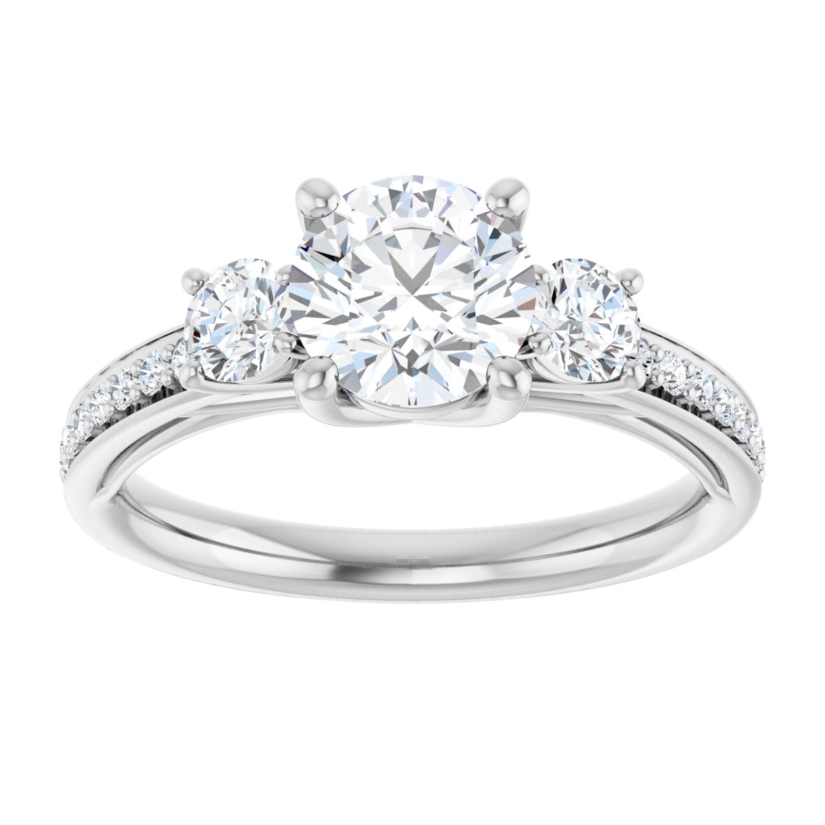 Round Three-Stone Engagement Ring Semi-Mount - gallery - Series 122000
