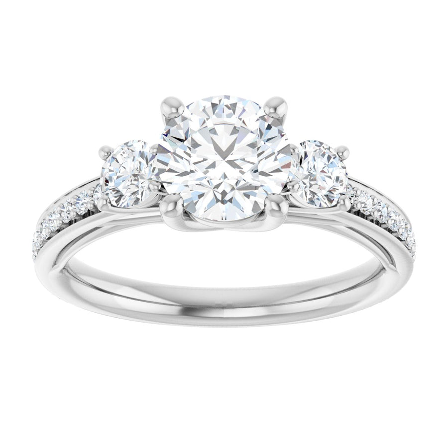 Round Three-Stone Engagement Ring Semi-Mount - gallery - Series 122000