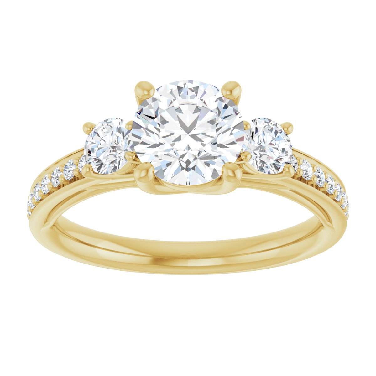 Round Three-Stone Engagement Ring Semi-Mount - gallery - Series 122000