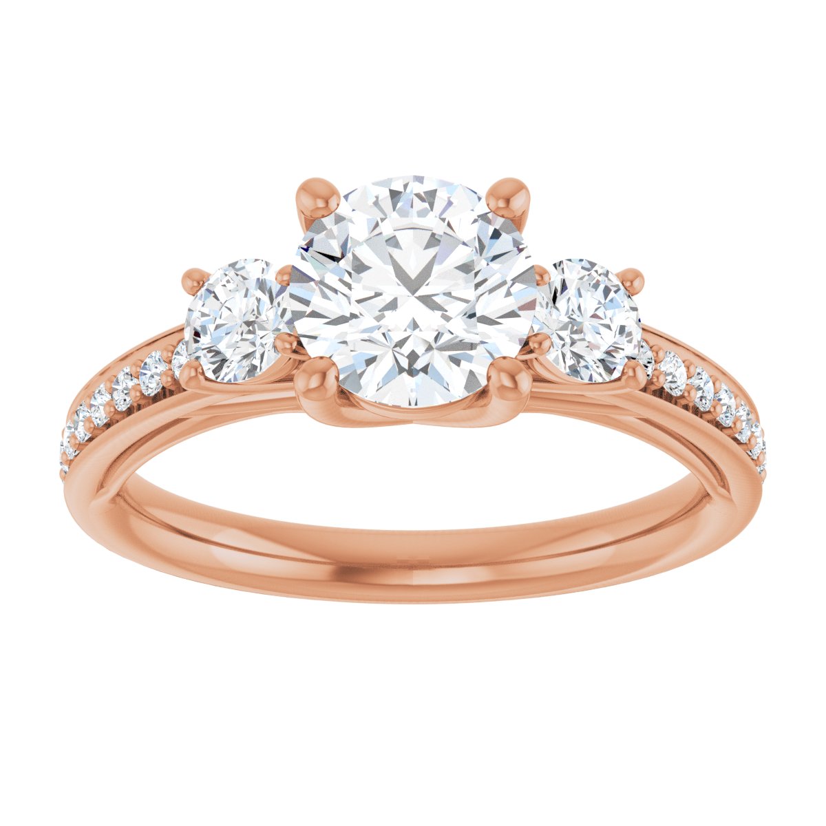 Round Three-Stone Engagement Ring Semi-Mount - gallery - Series 122000