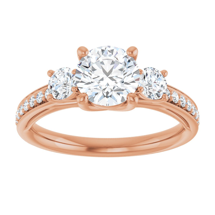 Round Three-Stone Engagement Ring Semi-Mount - gallery - Series 122000