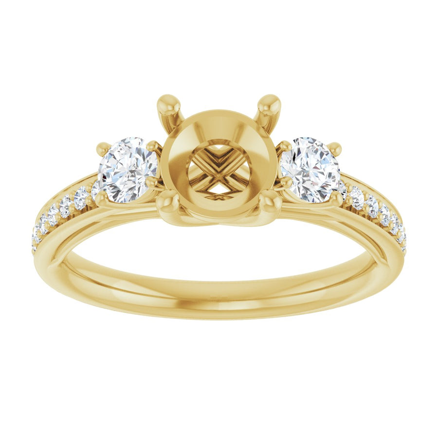 Round Three-Stone Engagement Ring Semi-Mount - gallery - Series 122000