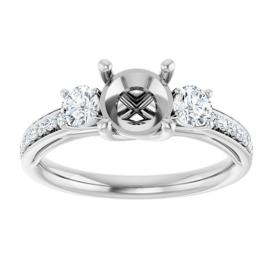 Round Three-Stone Engagement Ring Semi-Mount - gallery - Series 122000