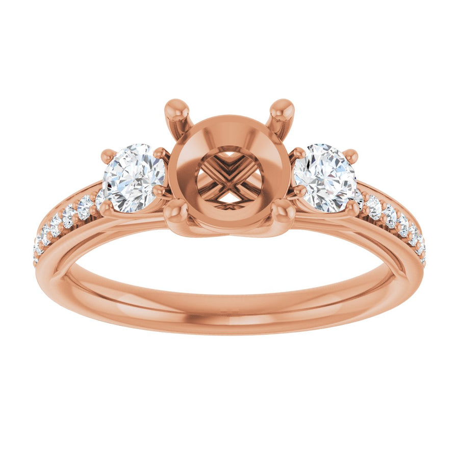 Round Three-Stone Engagement Ring Semi-Mount - gallery - Series 122000