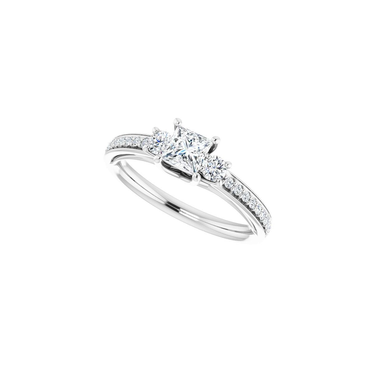 Square Three-Stone Engagement Ring Semi-Mount - gallery - Series 122000