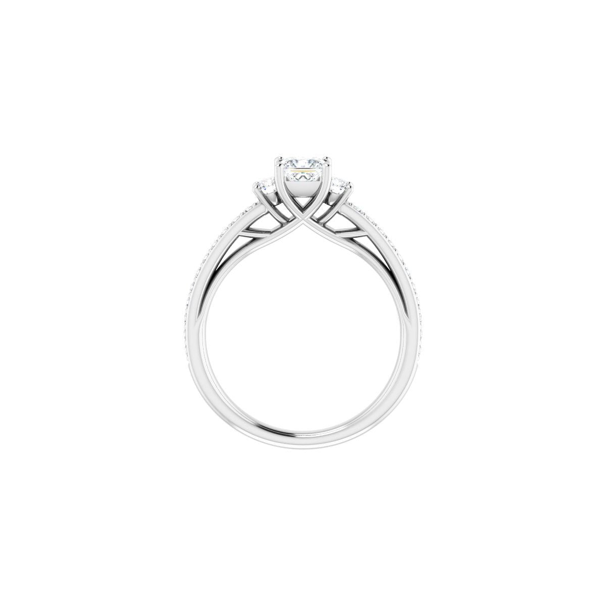 Square Three-Stone Engagement Ring Semi-Mount - gallery - Series 122000