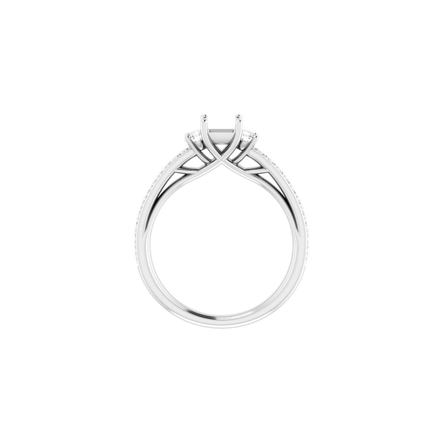 Square Three-Stone Engagement Ring Semi-Mount - gallery - Series 122000
