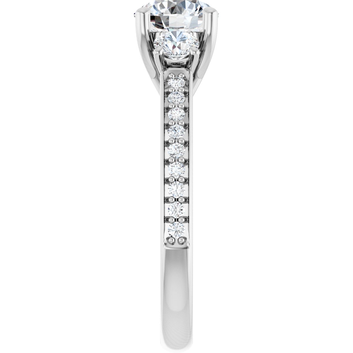 Round Three-Stone Engagement Ring Semi-Mount - gallery - Series 122000