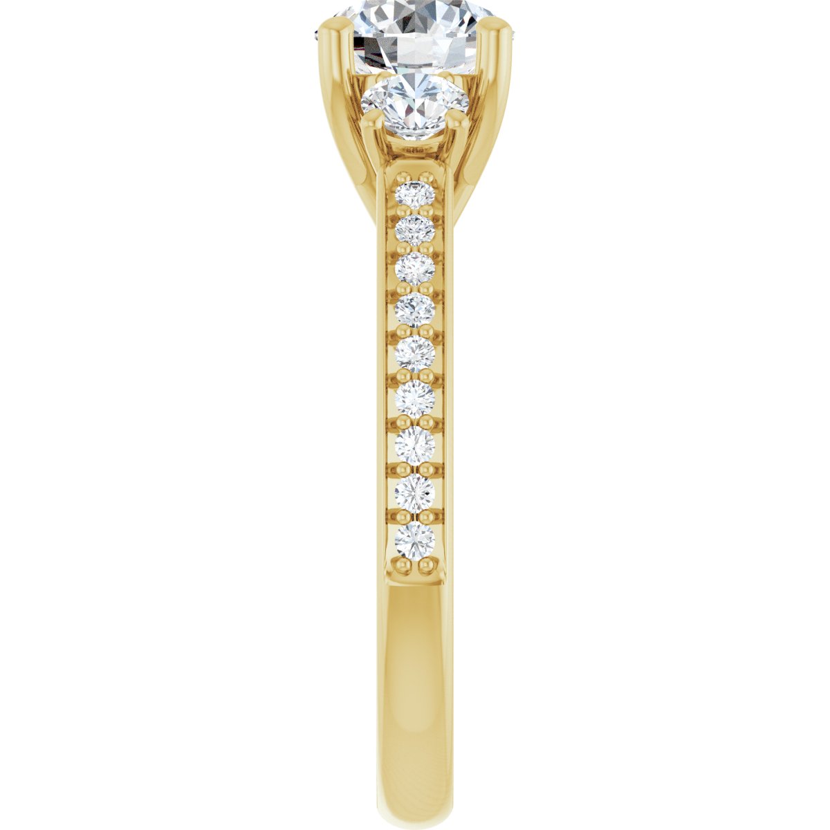 Round Three-Stone Engagement Ring Semi-Mount - gallery - Series 122000