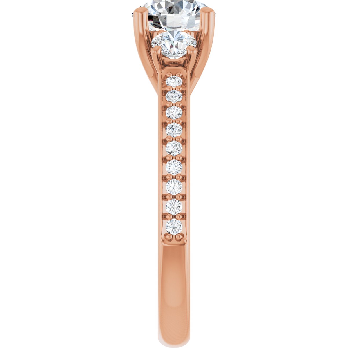 Round Three-Stone Engagement Ring Semi-Mount - gallery - Series 122000