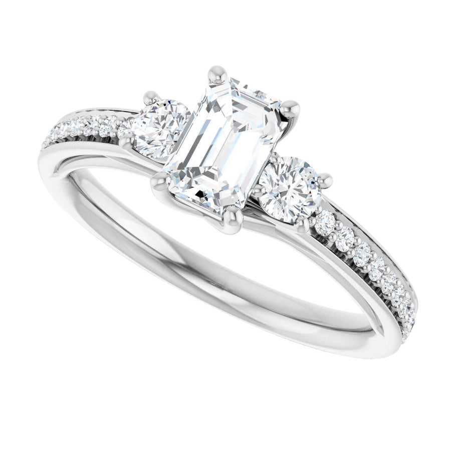 Emerald Three-Stone Engagement Ring Semi-Mount - gallery - Series 122000