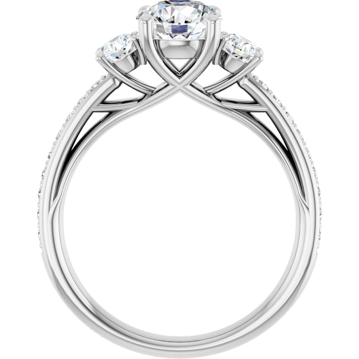 Round Three-Stone Engagement Ring Semi-Mount - gallery - Series 122000