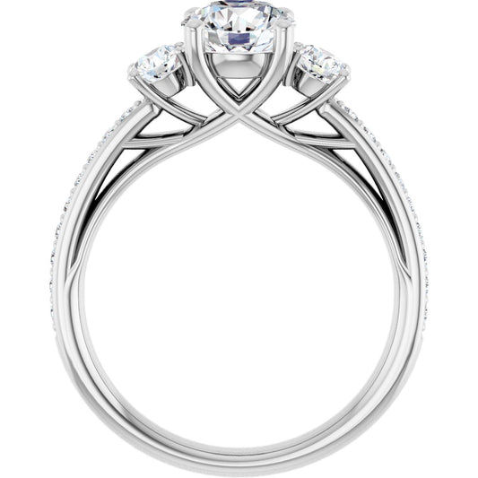 Round Three-Stone Engagement Ring Semi-Mount - gallery - Series 122000