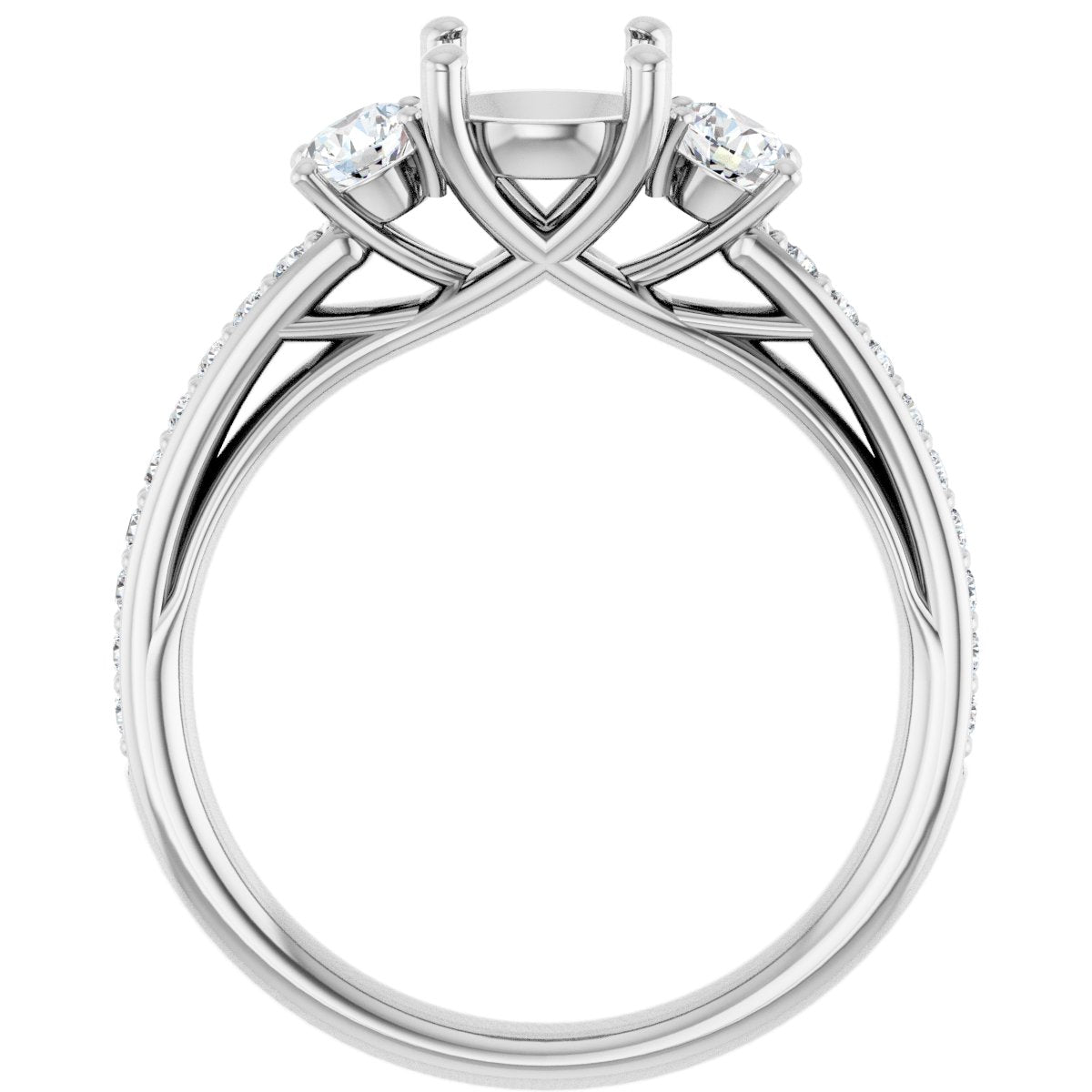 Round Three-Stone Engagement Ring Semi-Mount - gallery - Series 122000