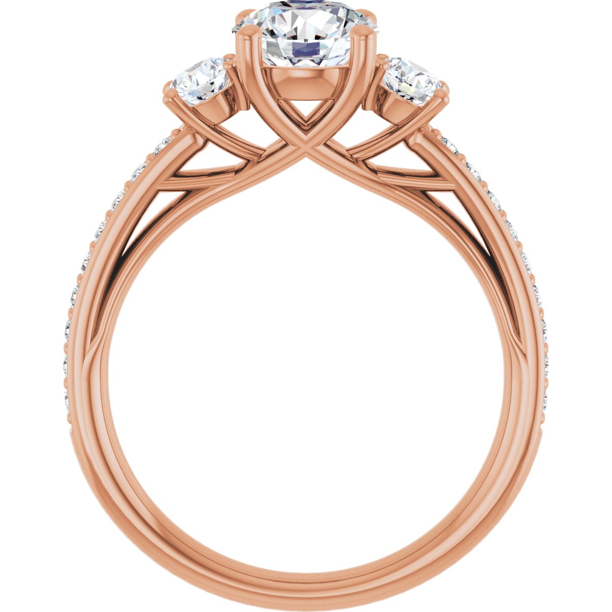 Round Three-Stone Engagement Ring Semi-Mount - gallery - Series 122000