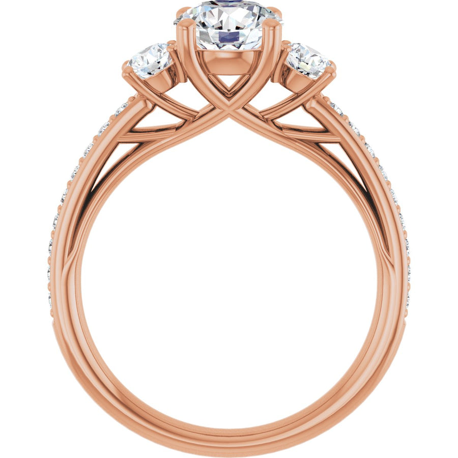 Round Three-Stone Engagement Ring Semi-Mount - gallery - Series 122000