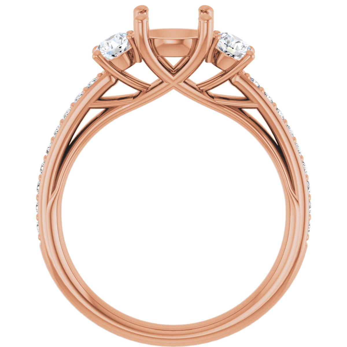 Round Three-Stone Engagement Ring Semi-Mount - gallery - Series 122000